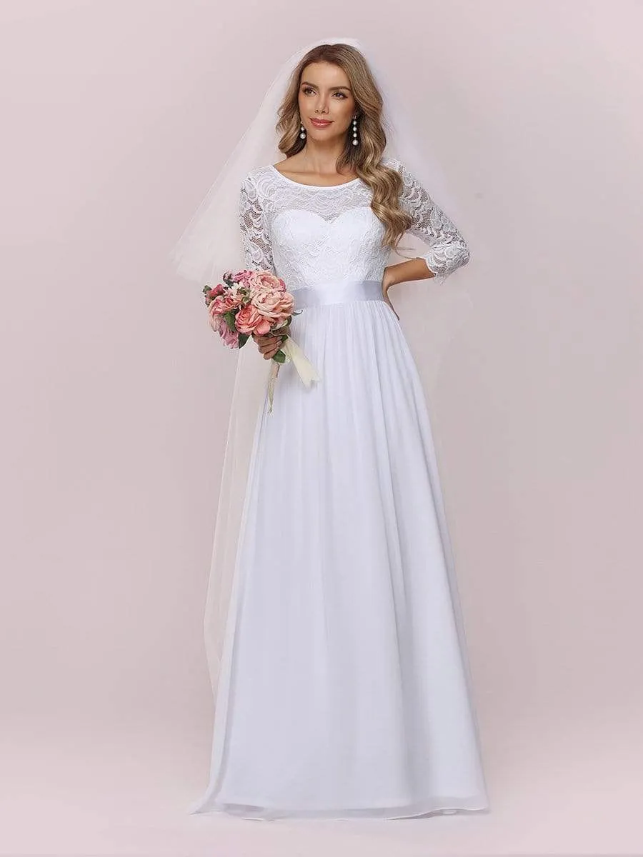 Simple Casual Lace & Chiffon Wholesale Wedding Dress for Eloping