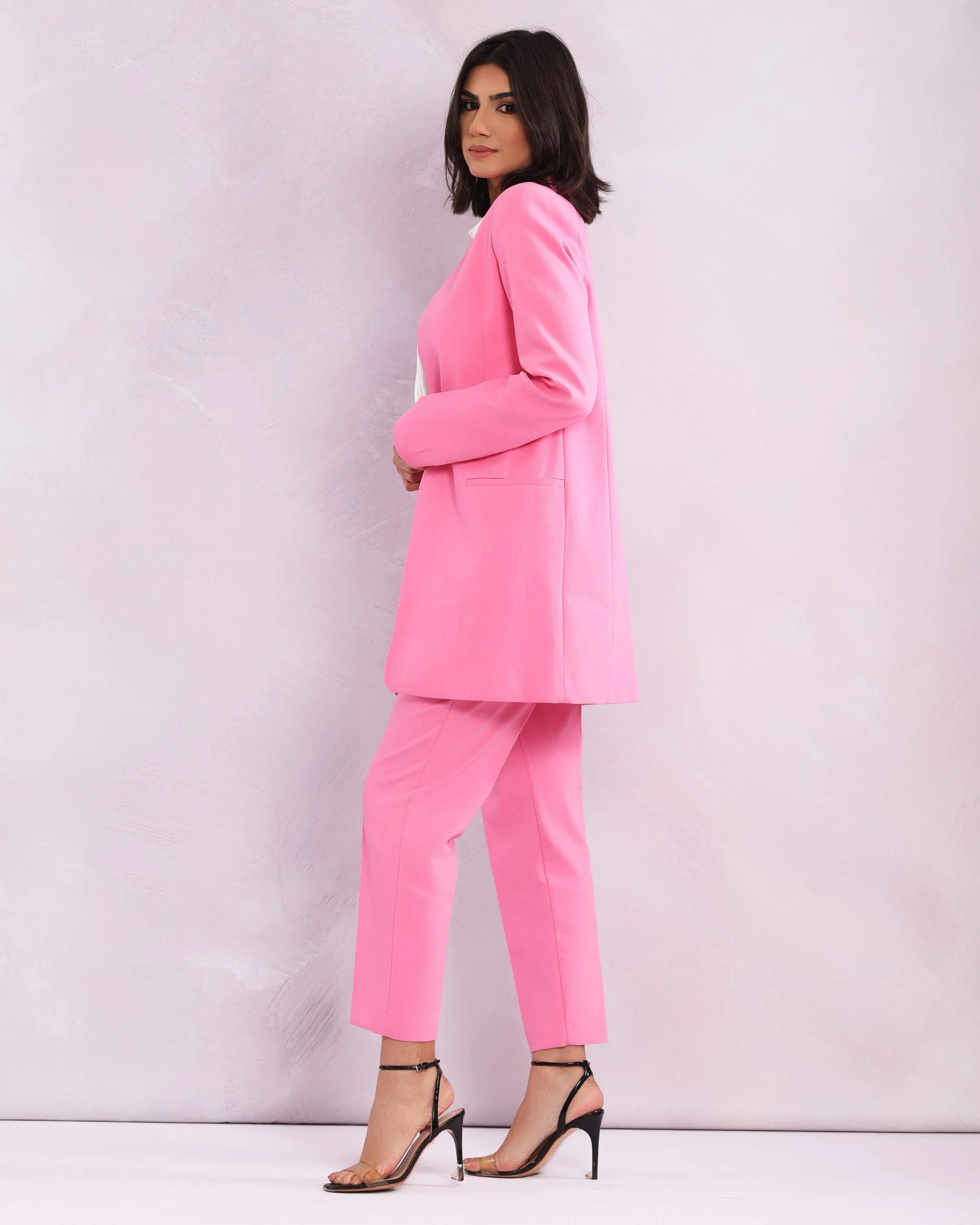 Veste Sans Col Rose