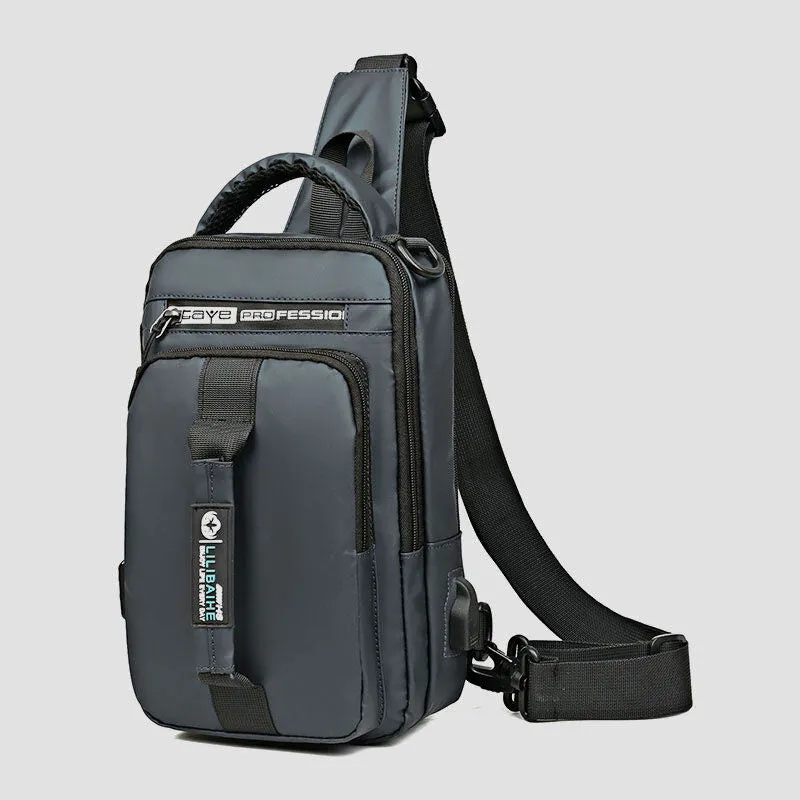 Waterproof Large Capacity Multi-Carry Sling Bag With USB Charging Port