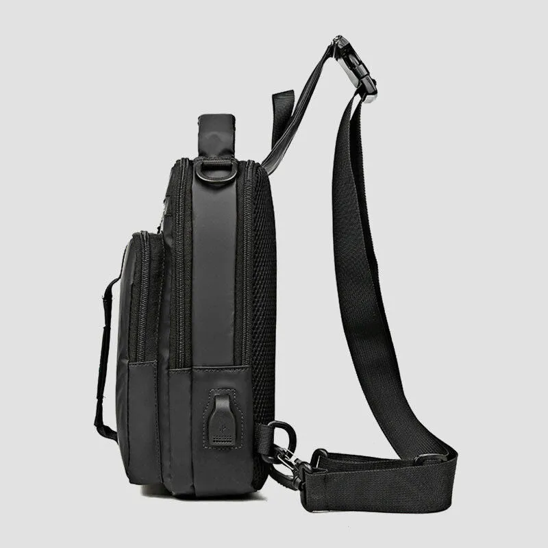 Waterproof Large Capacity Multi-Carry Sling Bag With USB Charging Port