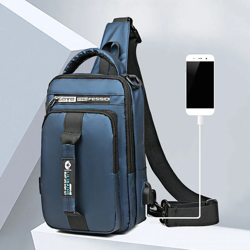 Waterproof Large Capacity Multi-Carry Sling Bag With USB Charging Port