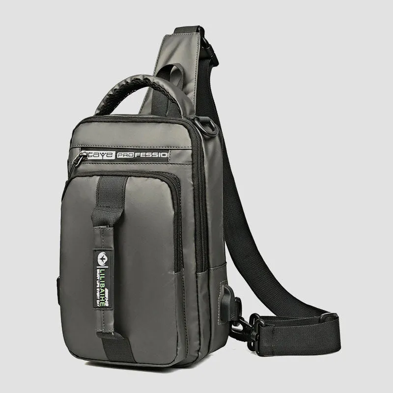 Waterproof Large Capacity Multi-Carry Sling Bag With USB Charging Port