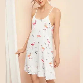 Women night dress printed sleeveless loungewear dress  X3120324